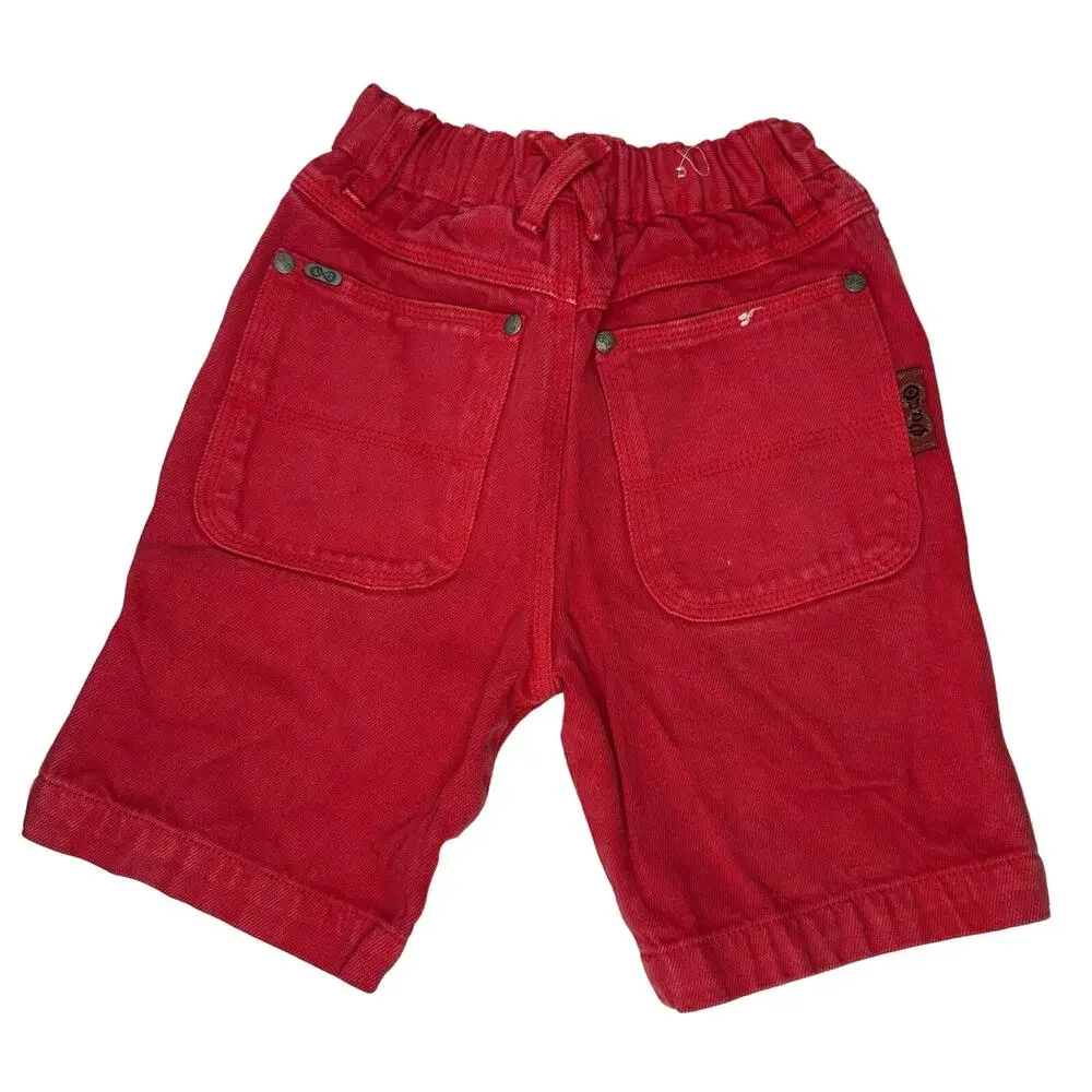 Vintage 90s Girls Shorts Size‎ 4T Red Denim 100% Cotton